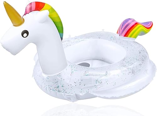 Ekoropshop Baby Pool Float with Canopy Inflatable Flamingo Swimming Pool Float Swimming Ring with Safety Seat for Kid 4-48 Months