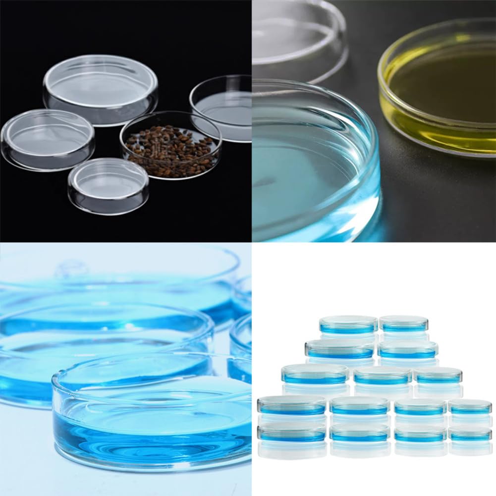 Boîtes de pétri en verre 200 mm - Bols de culture avec couvercle - Boîte de Pétri stérilisée en verre borosilicate - Bol pour aquarium, laboratoire, bols de culture cellulaire Petri Dish Glass