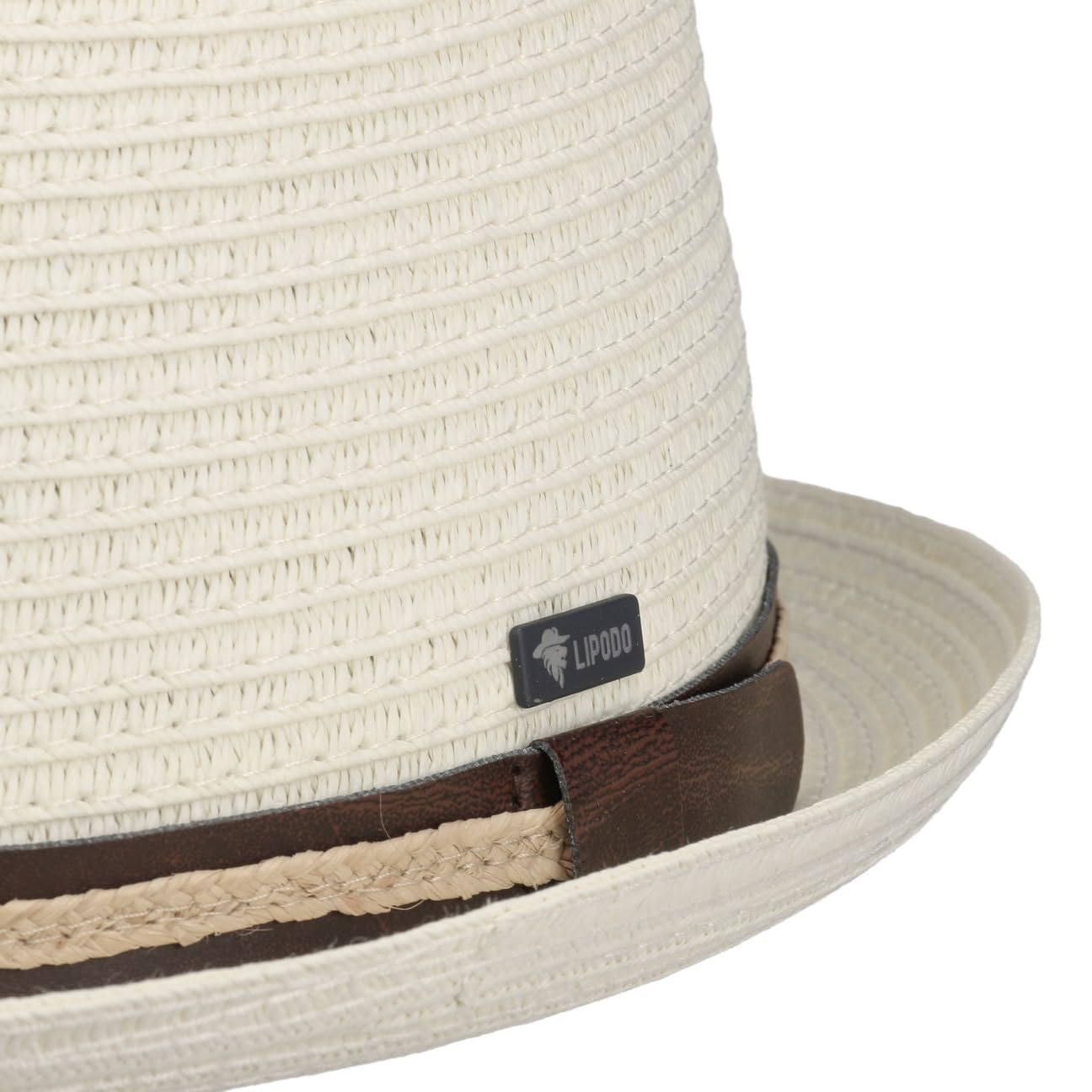 LIPODO Carignano Cappello Pork Pie Paglia Fascia in Pelle Prodotto in Italia Uomo Primavera Estate