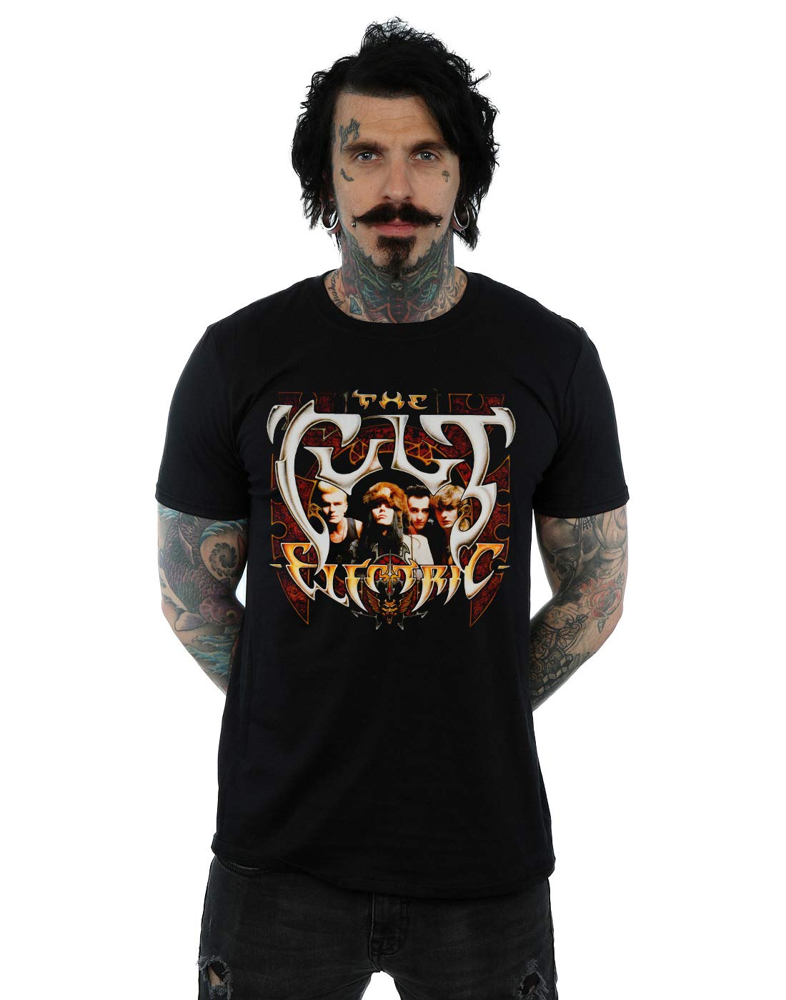 Absolute Cult Men's Black The Cult Group Electric T-Shirt X-Large