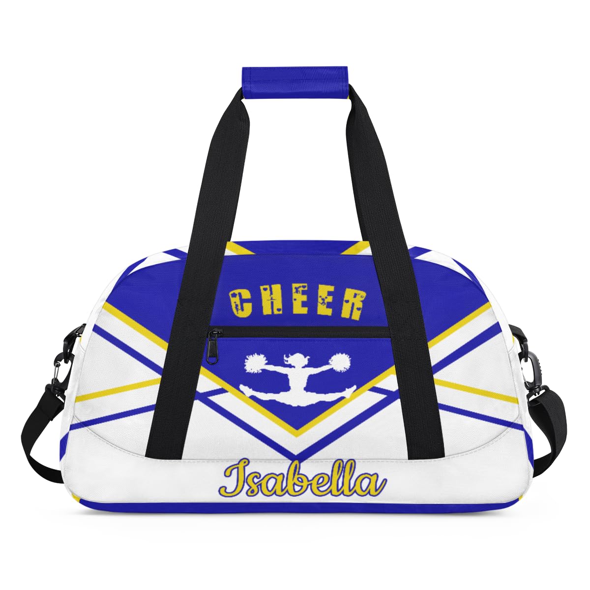 Personalized Cheer Bag Girl Sport Duffel Bag, Custom Kids Gym Bag, Customize Travel Duffle Bag with Name, Overnight Weekender Bags,Blue White,