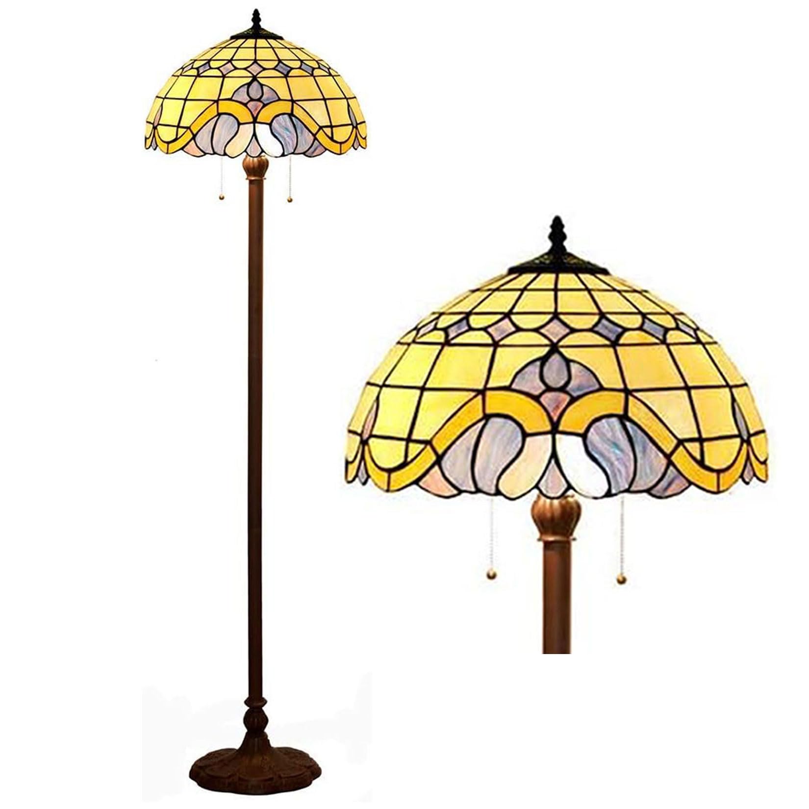 Lampe Tiffany en verre teinté fait à la main et pied en métal lourd BOTOWI