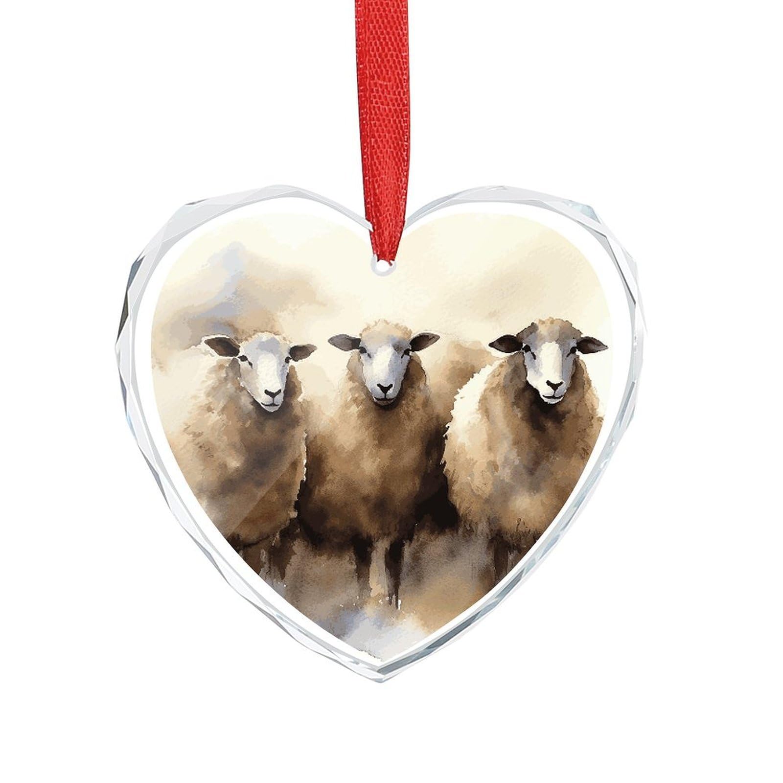 Wsoihfec Style Sheeps Watercolor Engagement Gifts For Couples, Glass Ornaments Just Married Bridal Shower Decor, Heart Keepsake Decor For Bride & Groom