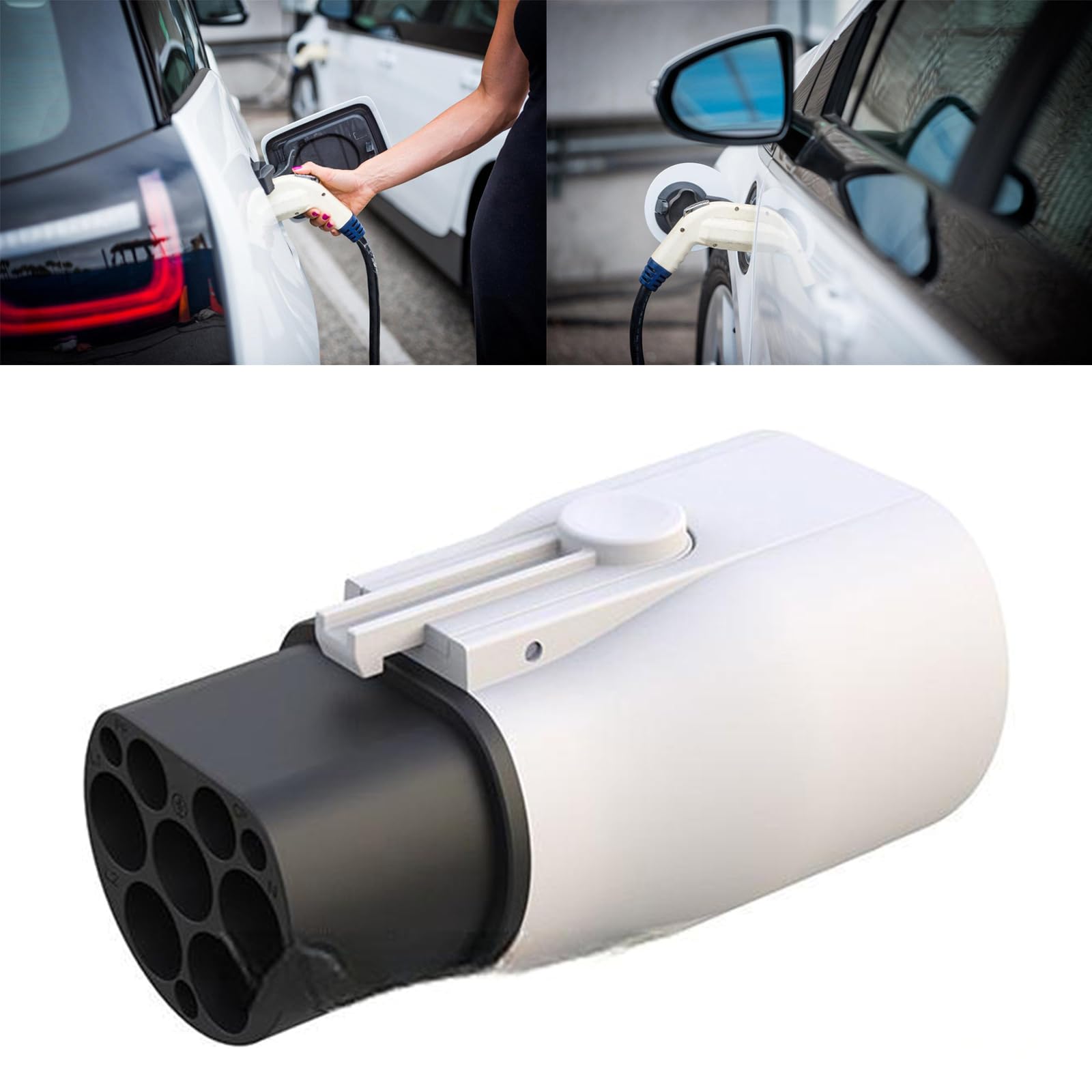 Adaptador de enchufe de carga, convierte IEC62196-2 en SAEJ1772 para una rápida eficiencia de carga de coches eléctricos, viajes internacionales, salida de corriente estable