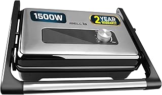 iBELL SM1700G Sandwich Maker with Floating Hinges, 1500Watt, 180 Degree Openable Plates for Grill/Toast, Temperature Contr... Price In India