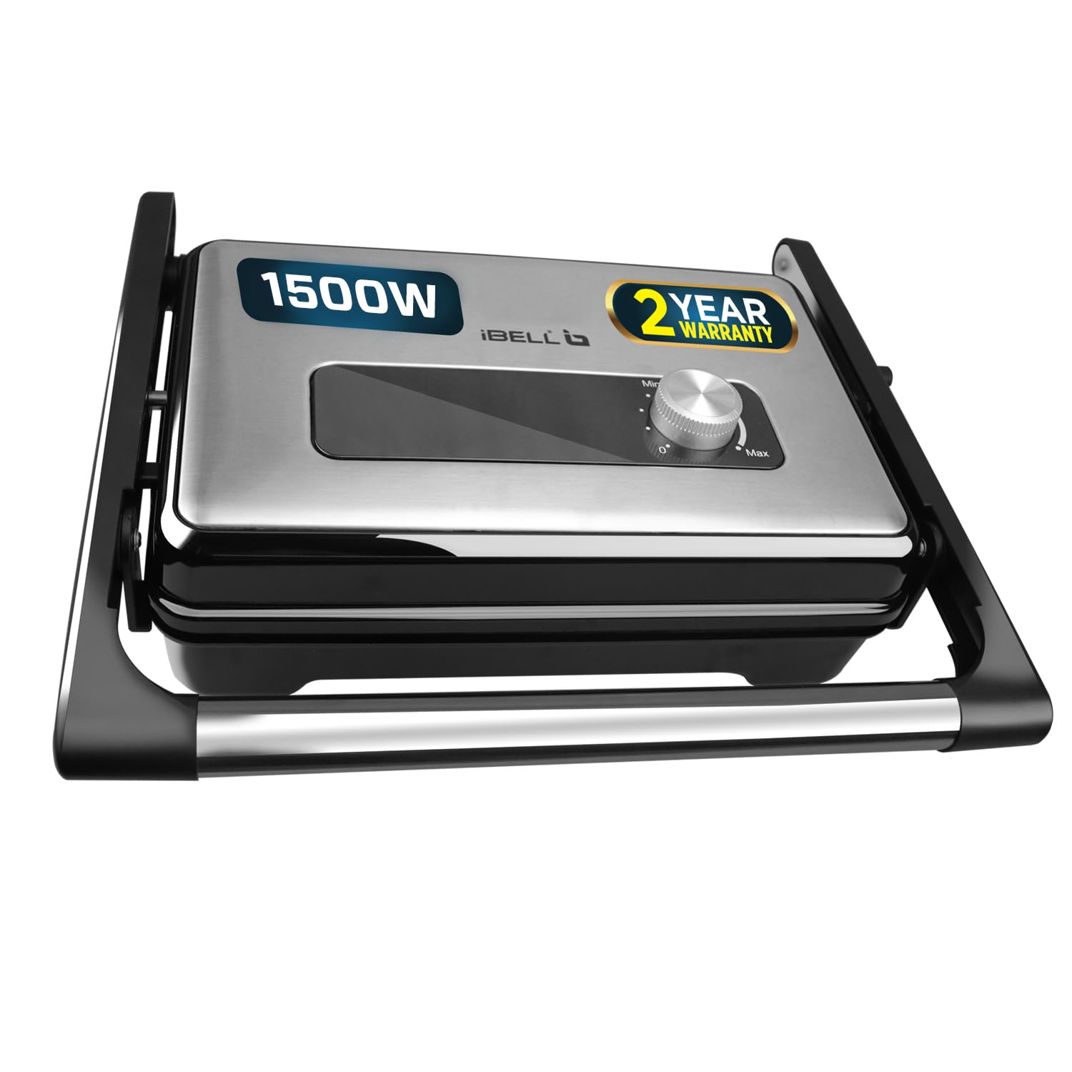 iBELL SM1700G Sandwich Maker with Floating Hinges, 1700Watt, 180 Degree Openable Plates for Grill/Toast, Temperature Control Knob (Black)