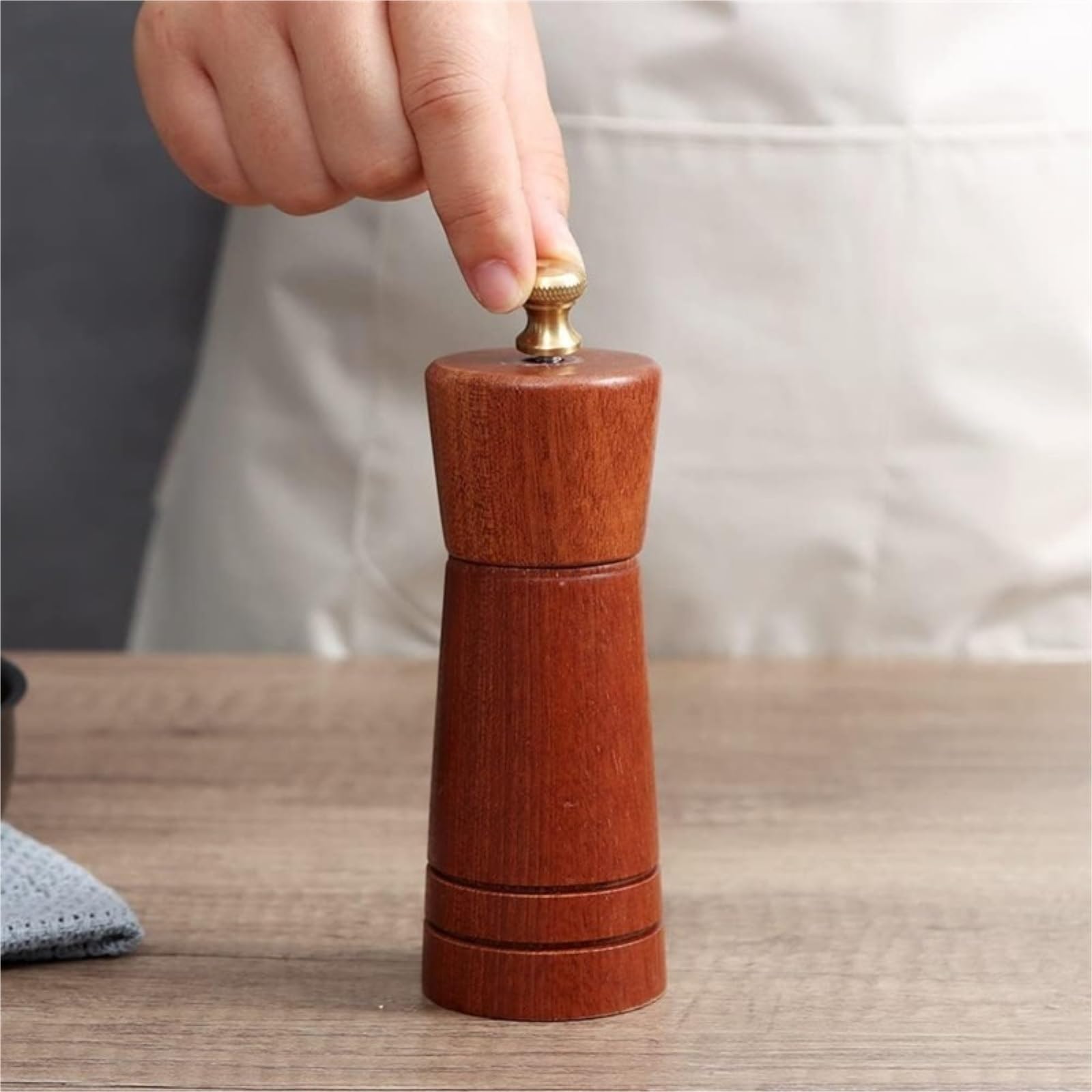 Młynek Do Pieprzu I Soli Zestaw Przypraw Do Soli Drzewnej Regulowanych Młynków Ceramicznych, Drewnianych, Młynek Kuchenny Młynków Do Przypraw(2pcs,5inch)