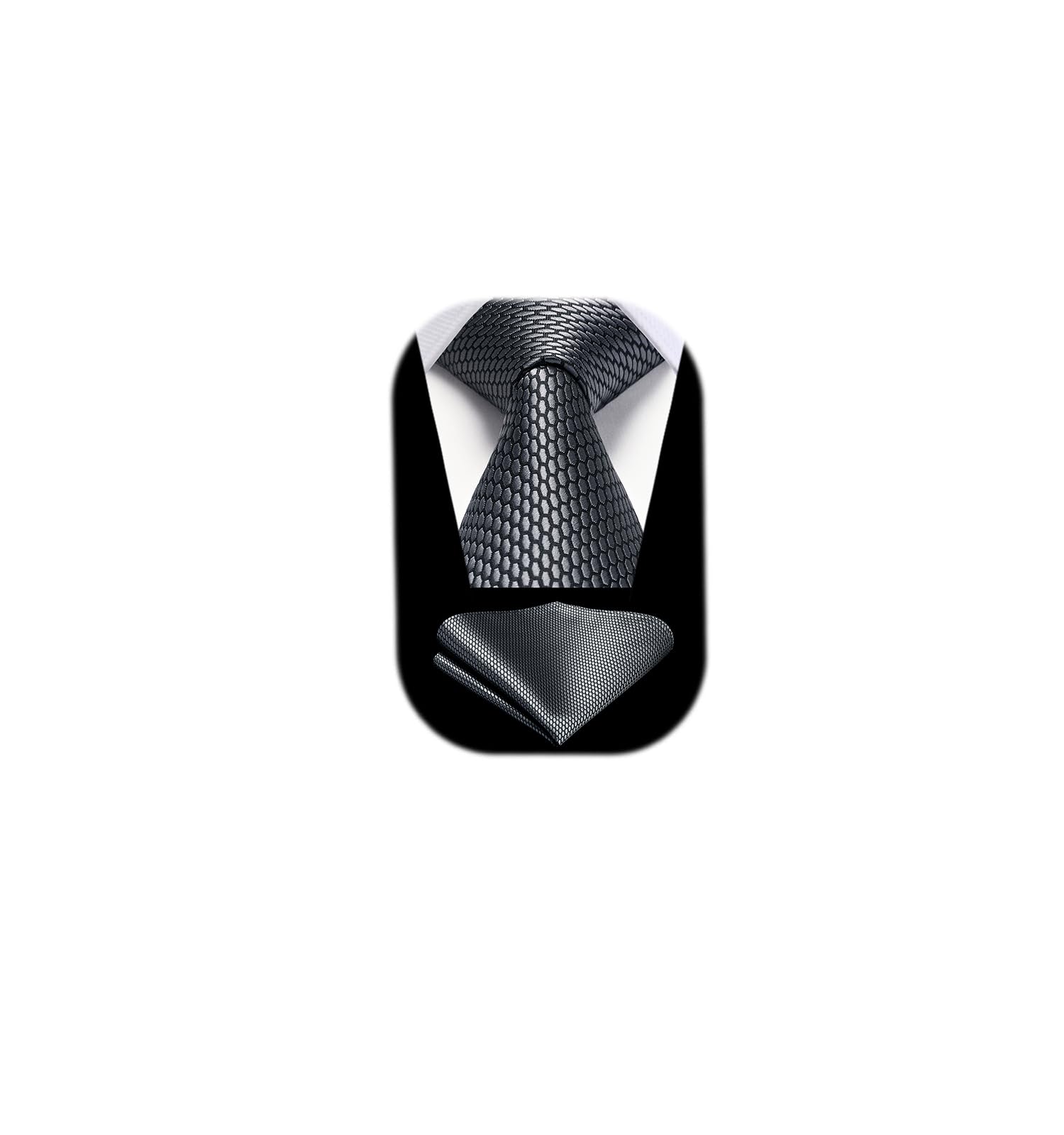 HISDERN Ties for Men Plaid Checkered Tie with Pocket Square Woven Business Formal Necktie Handkerchief Set Wedding Party