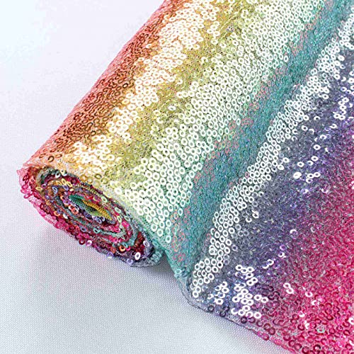 Pardecor Sequin Fabric by The Yard Glitter Fabric 1 Yard Little Mermaid Fabric Mesh Fabric SequenceÂ Fabric LinenÂ MaterialÂ Fabric for Sewing Sparkle Cloth Fabric (2 Yard, Rainbow)