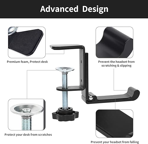 Miniatura 2 de merryhome Soporte de auriculares para escritorio (paquete de 2), soporte para auriculares de escritorio, soporte para auriculares, soporte para