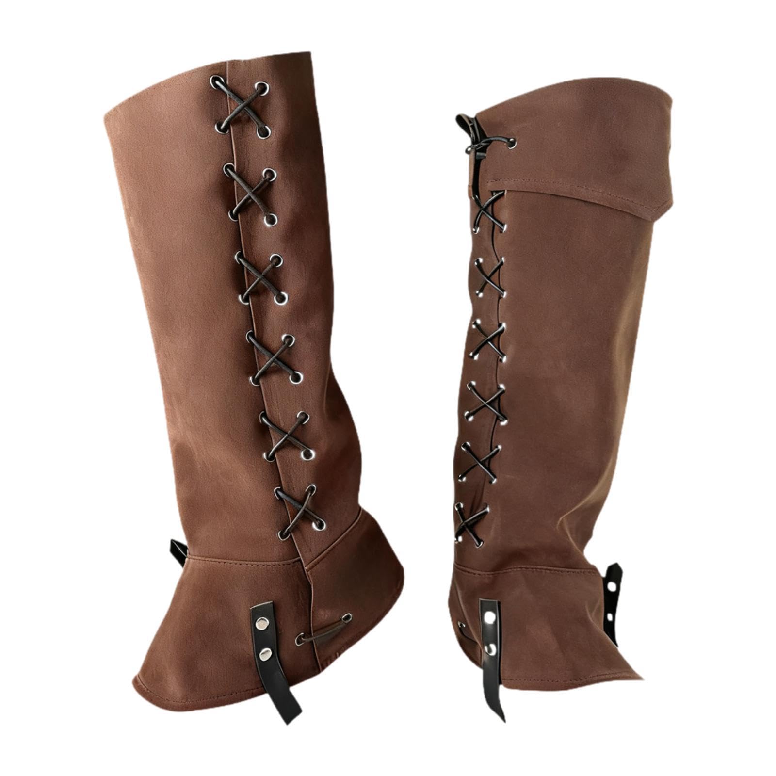 Cubrebotas de Pirata con Polainas Medievales Ligeras, Protectores de Piernas Steampunk, Cubrezapatos Universales, Accesorio de Disfraz para Hombres, a, Caqui