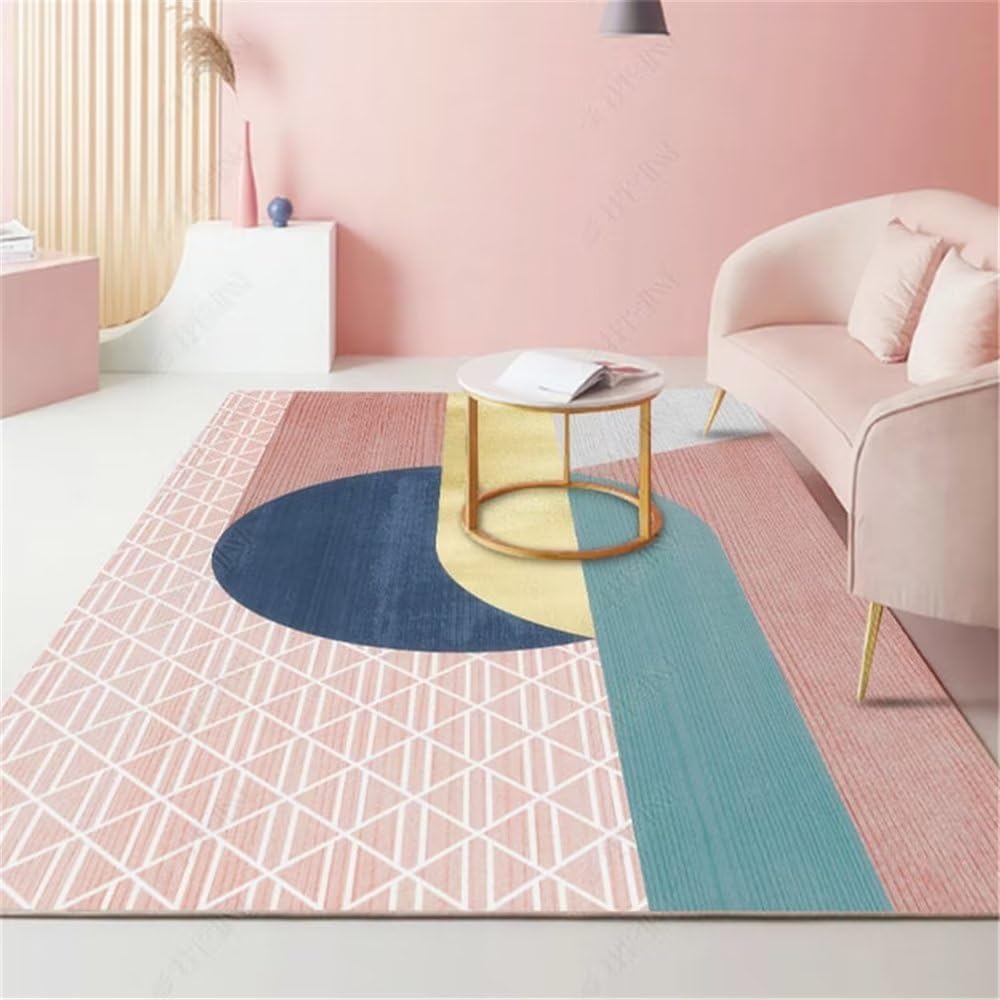 Tapis de salon brun strié pour chambre et bureau lavable en machine 40x60cm