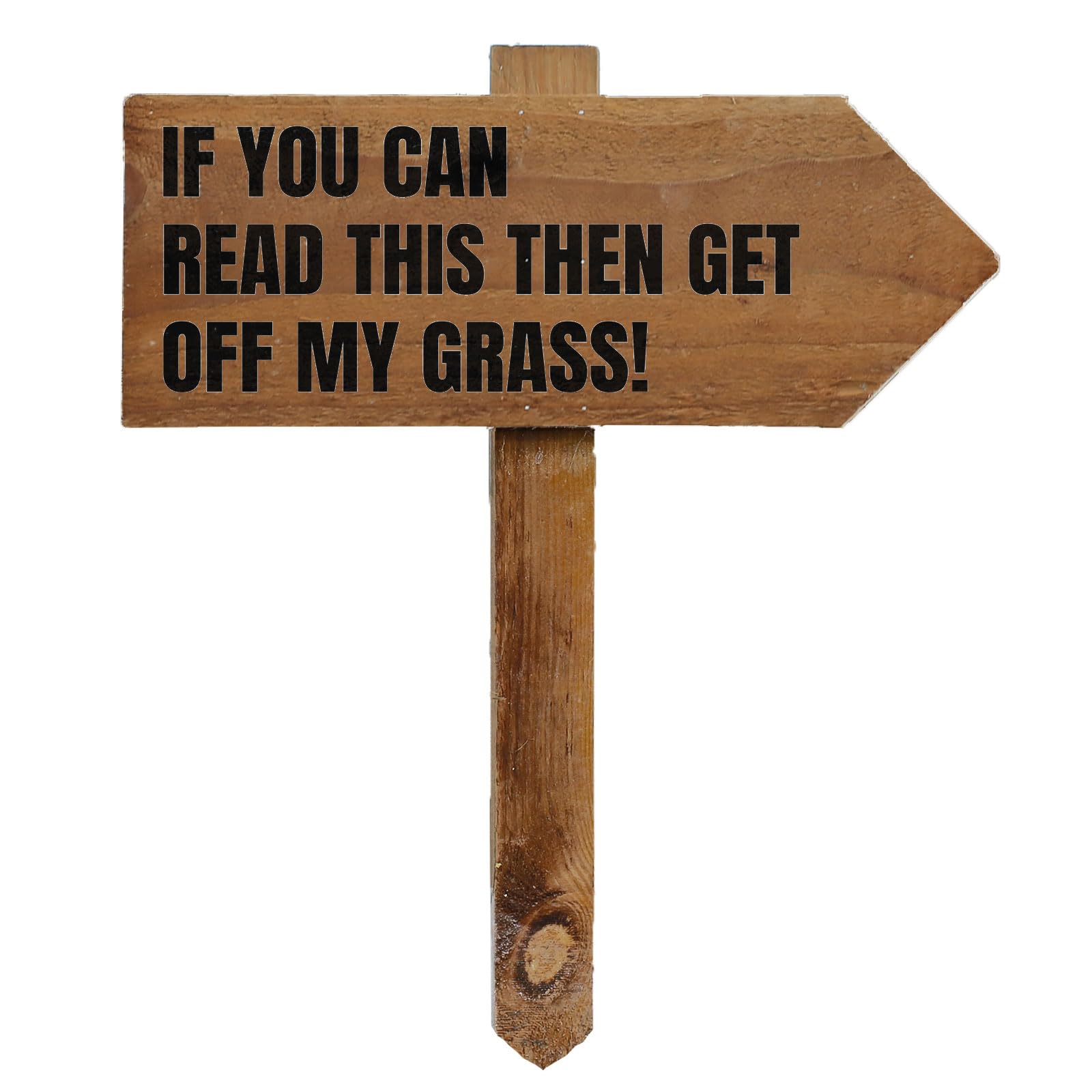 Outdoor Decoration Lawn Sign with Stake, Wooden Arrow Pointing Right or Left, If You Can Read This Get Off My Grass Garden Sign