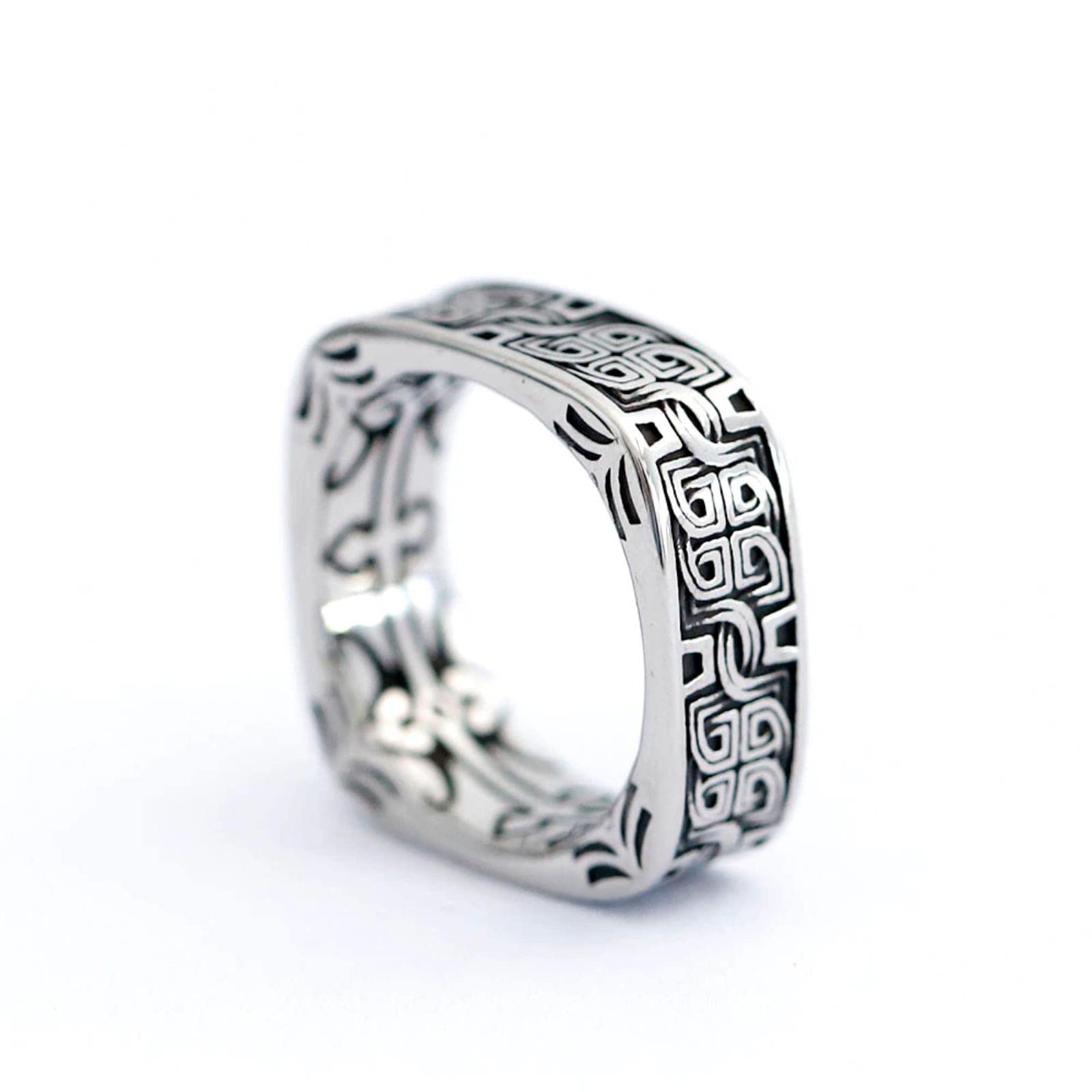 Laychen Men's See Image Special Design Square Shape Ring For Fashion Punk Hip Hop Jewelry