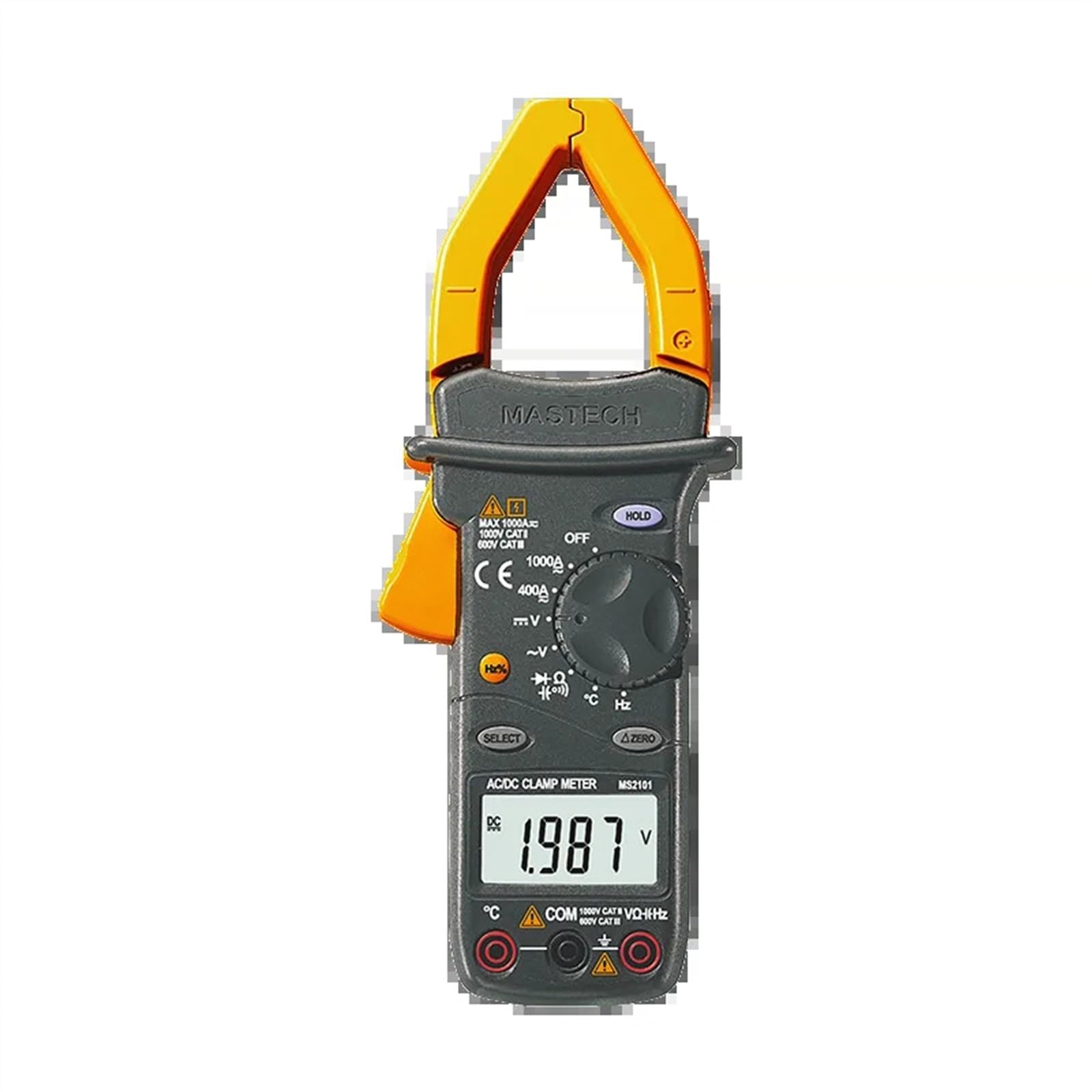 MS2101 AC/DC 1000A Medidor de pinza digital DMM Hz/C Pinza amperimétrica Medida Capacitancia Frecuencia Temperatura