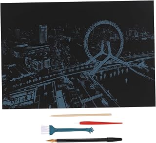 DOITOOL 1 Juego Pintura Raspar de Dibujo y Pluma de Madera Incluye Pluma Pincel y Imágenes