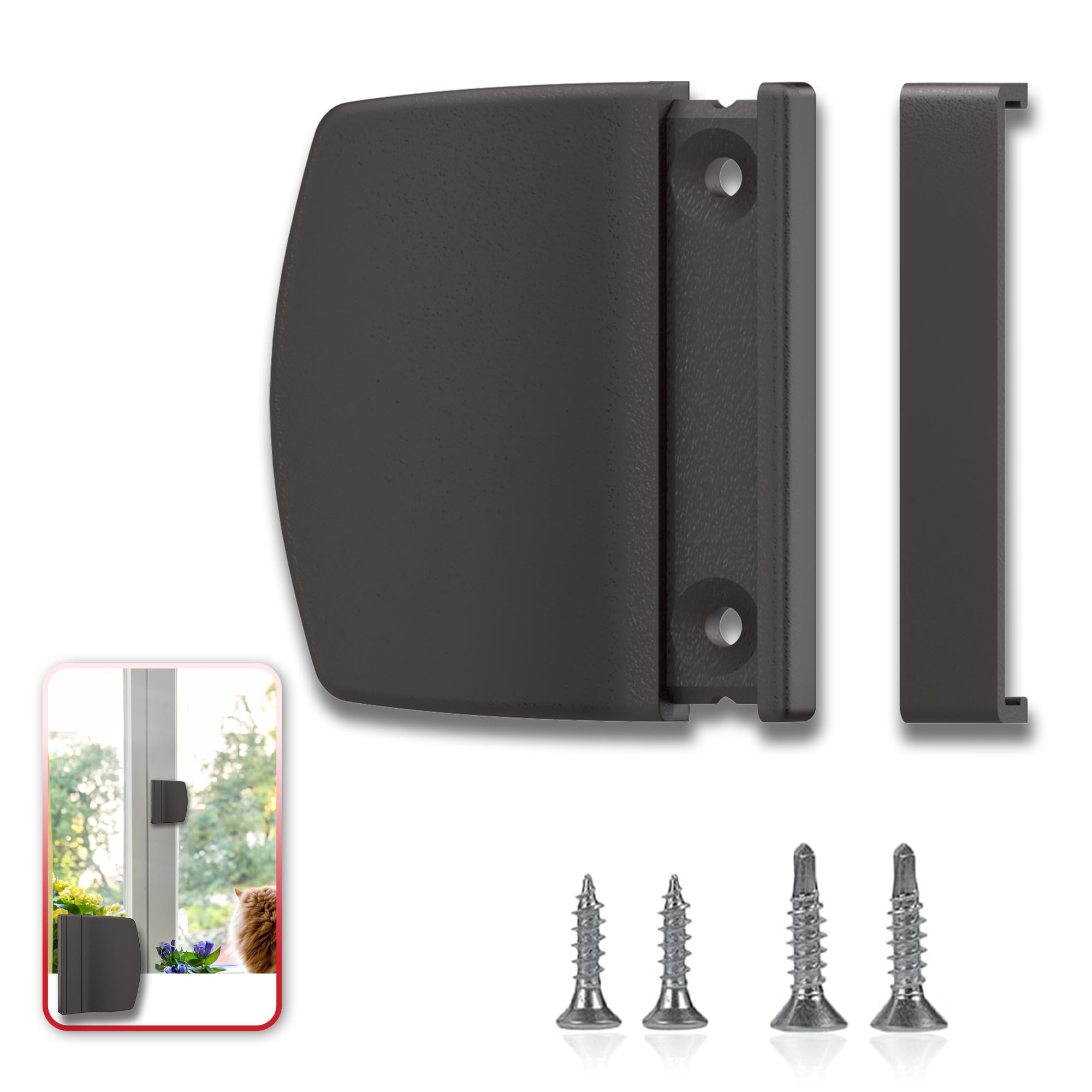 Howdah Balkontürgriff Außen Braun, Türgriff Balkontür Außen Vielseitiger Kunststoff Türgriff, Terrassentürgriff mit verdeckter Verschraubung incl. Montagematerial