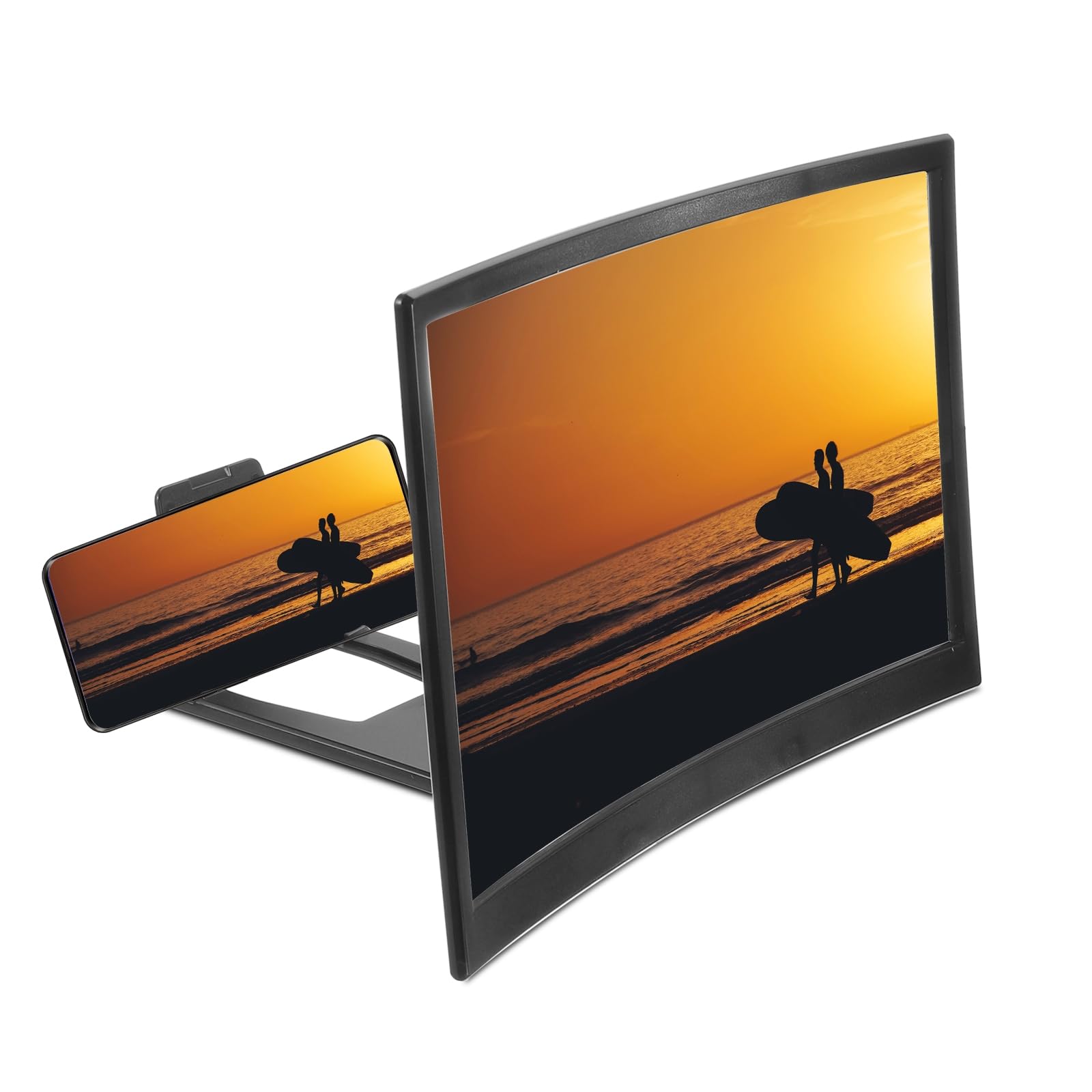 QUARKZMAN 14" Schermo Lente Ingrandimento per Cellulare Telefono, 3D HD Lente Proiettore Schermo Amplificatore Supporto per Tutti Telefoni Film Video Giochi, Nero 12x7,5x0,5"