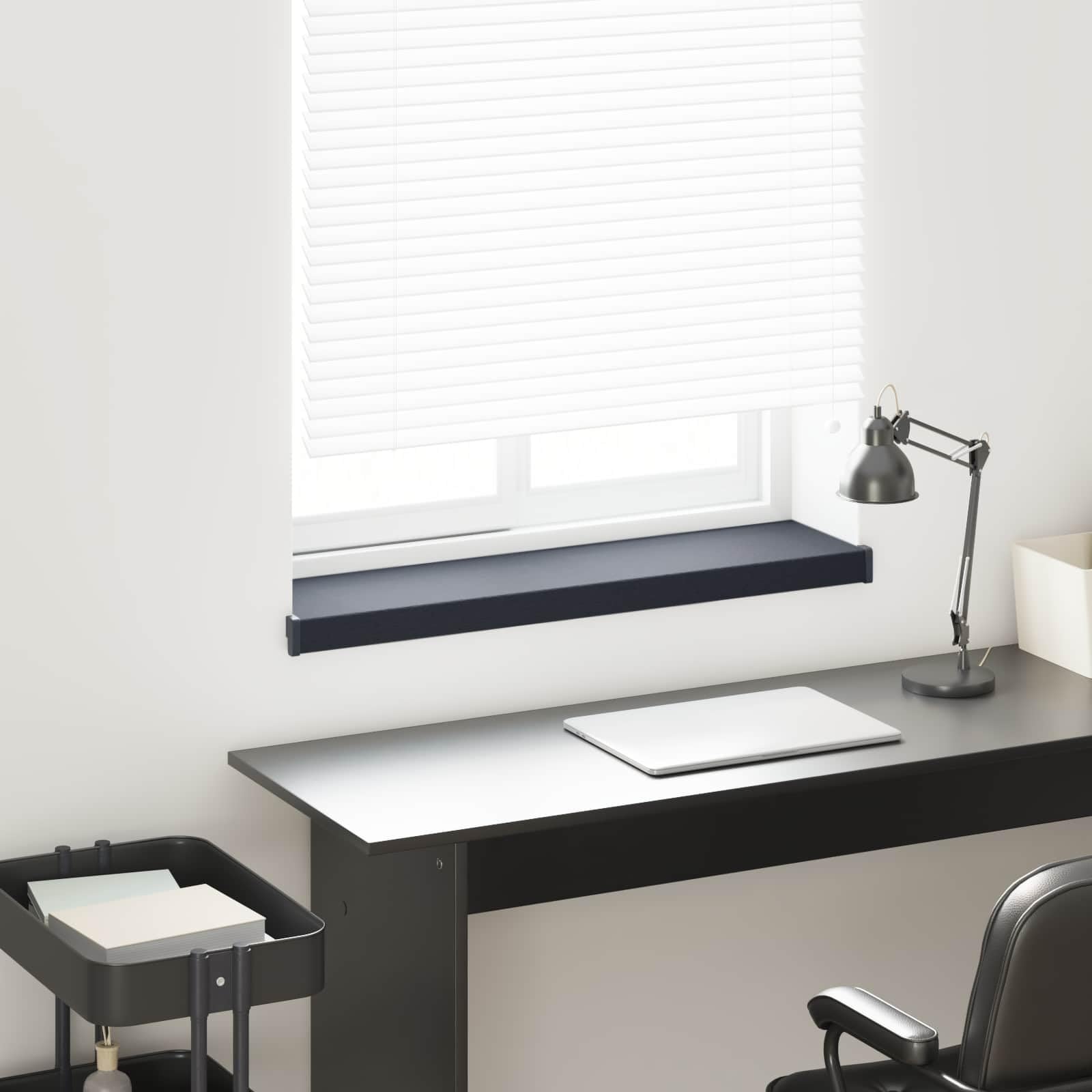 Parapet antracytowy z rysunkiem słojów drewna, 100 x 25 x 4,5 cm, PCW, do użytku wewnątrz i na zewnątrz, wodoodporny, łatwy do czyszczenia, łatwy montaż, wszechstronna dekoracja, trwała
