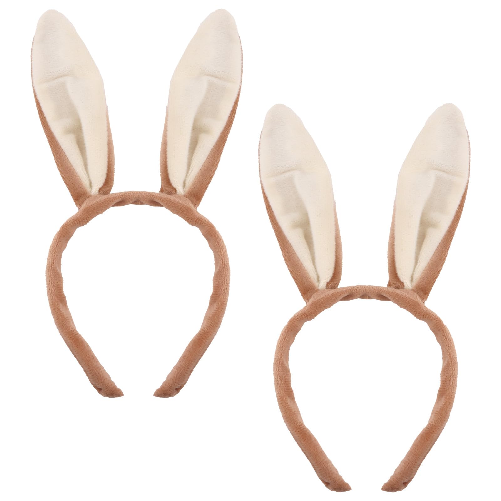 KEUKORZ 2Pcs Brown Bunny Ear Headbands for Halloween