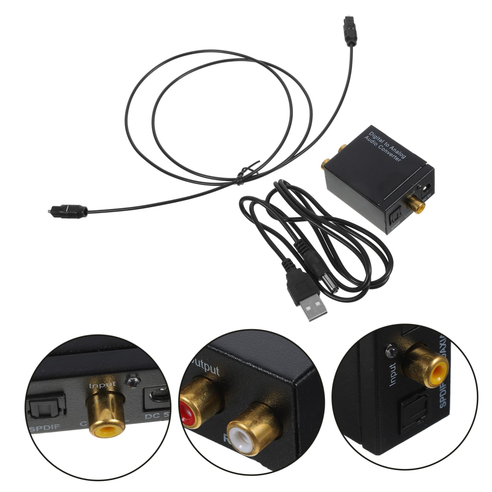 Gatuida Convertitore Audio Digitale da 3 Pezzi Segnale Coassiale Ad Analogico S/nessun Rumore Facile da Installare Nero