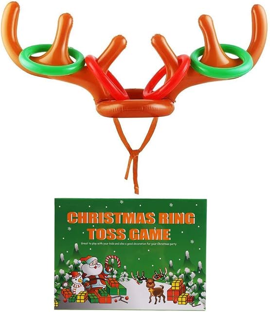 LOKIPA Christmas Inflatable Reindeer Antler Ring Toss Games For Christmas Family Party Fun Games