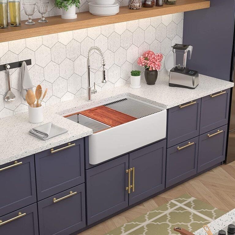 White Farmhouse Kitchen Sink 33 inch