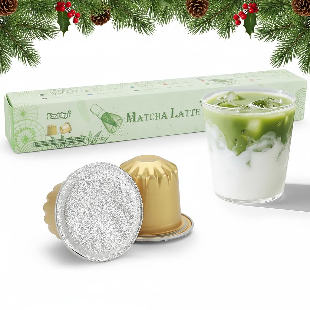 Eastsign Sweetened Matcha Latte Pods Compatible with Nespresso Creamy Convenient 10 Recyclable Capsules — view 9