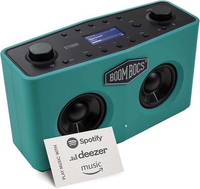BoomBocs Portable Retro Speaker - Green | Wireless WiFi & Bluetooth 5.0 | Stream Spotify, Amazon Music, Deezer | Internet Radio | Podcasts | Battery Lasts 15 Hours | Alarm Clock | Sleep Timer
