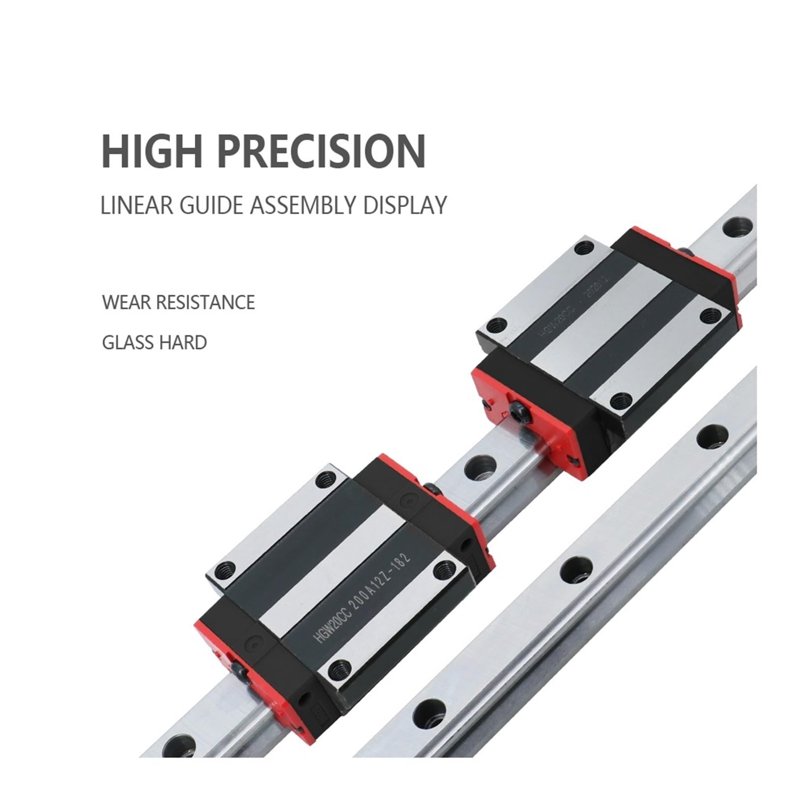 Lot de 2 rails linéaires HGR20 de 200 à 500 mm + 4 chariots HGH20CA/HGW20CC (2 rails 4 HGH20HA, 500 mm)