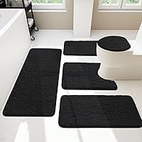 Vista 16 de YIHOUSE Juego de Alfombras de Baño de 2 Piezas Gris Oscuro, Juegos de Alfombras de Baño de Espuma Viscoelástica, Alfombras de Baño Antideslizantes