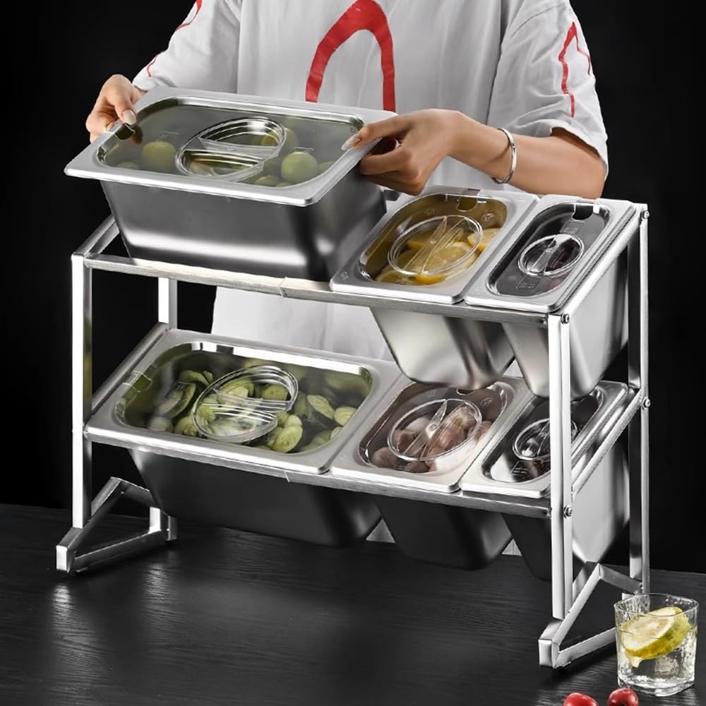 Especiero de acero inoxidable de 3 niveles con tapa, 15 compartimentos para almacenamiento de condimentos, organizador de encimera, plateado, 22.8 x 7.5 x 63 pulgadas, esencial para la cocina