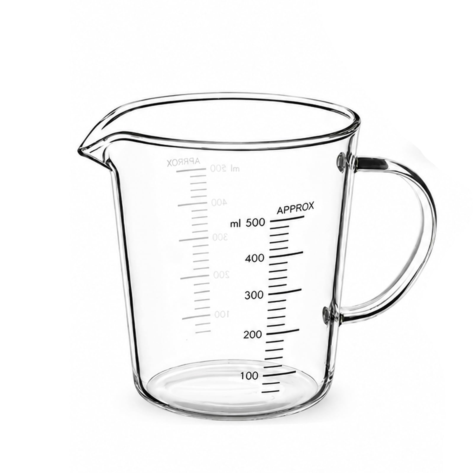 500ml Glass Measuring Jug, Anti Drip Spout Measuring Jugs, Transparent Reusable Glass Jugs for Baking, Cooking, Kitchen, Practical Kitchen Gadgets