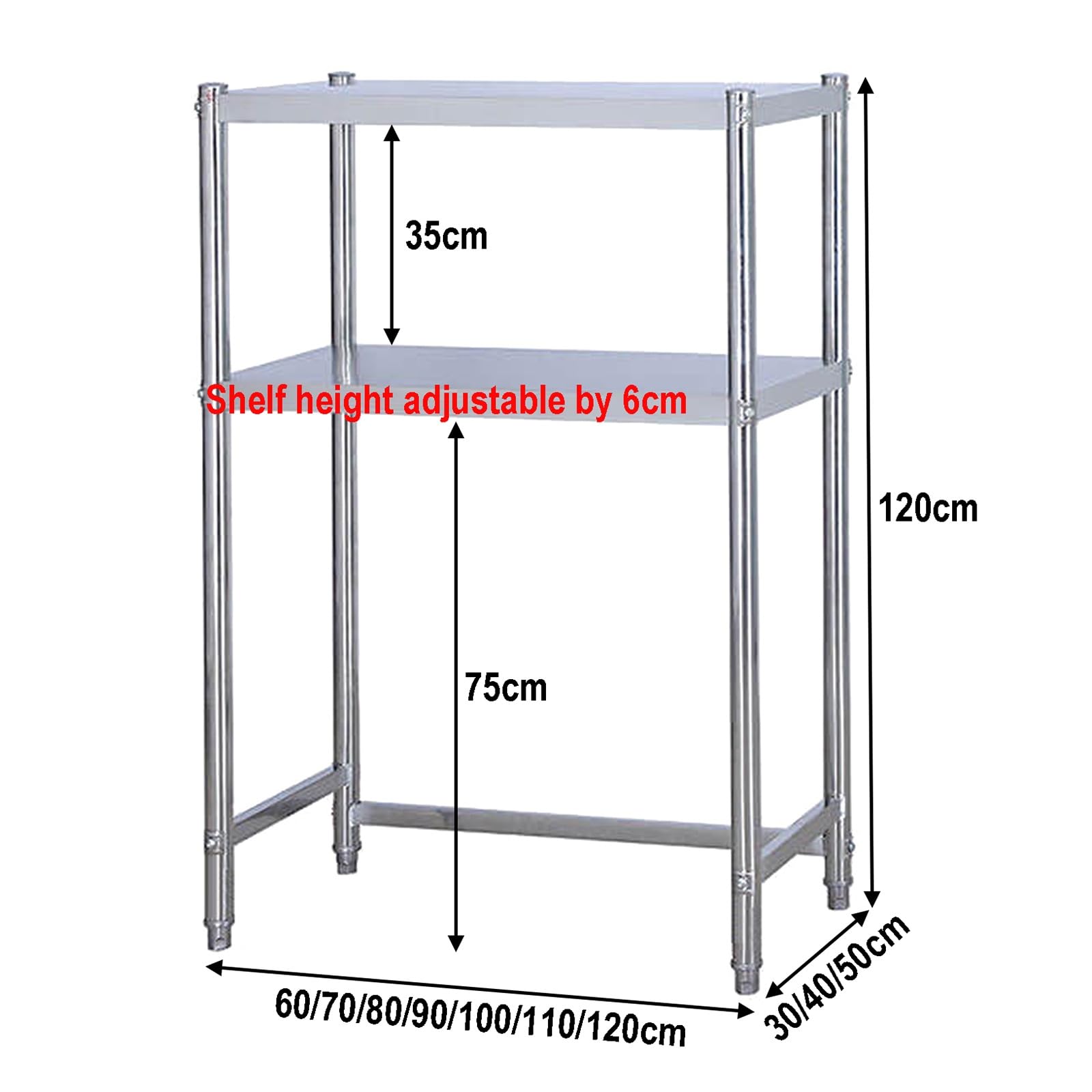 Mini supporto per frigorifero con ripiani regolabili, ripiano in acciaio inox per microonde, spazio inferiore aperto, si adatta alla maggior parte dei mini frigoriferi ed elettrodomestici, per