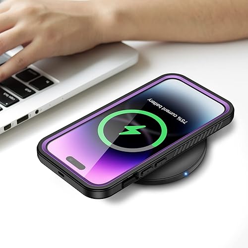 Miniatura 7 de Lanhiem iPhone 14 Pro Case, IP68 Waterproof Dustproof Shockproof with Built-in Screen Protector, 6.1 inch - Purple