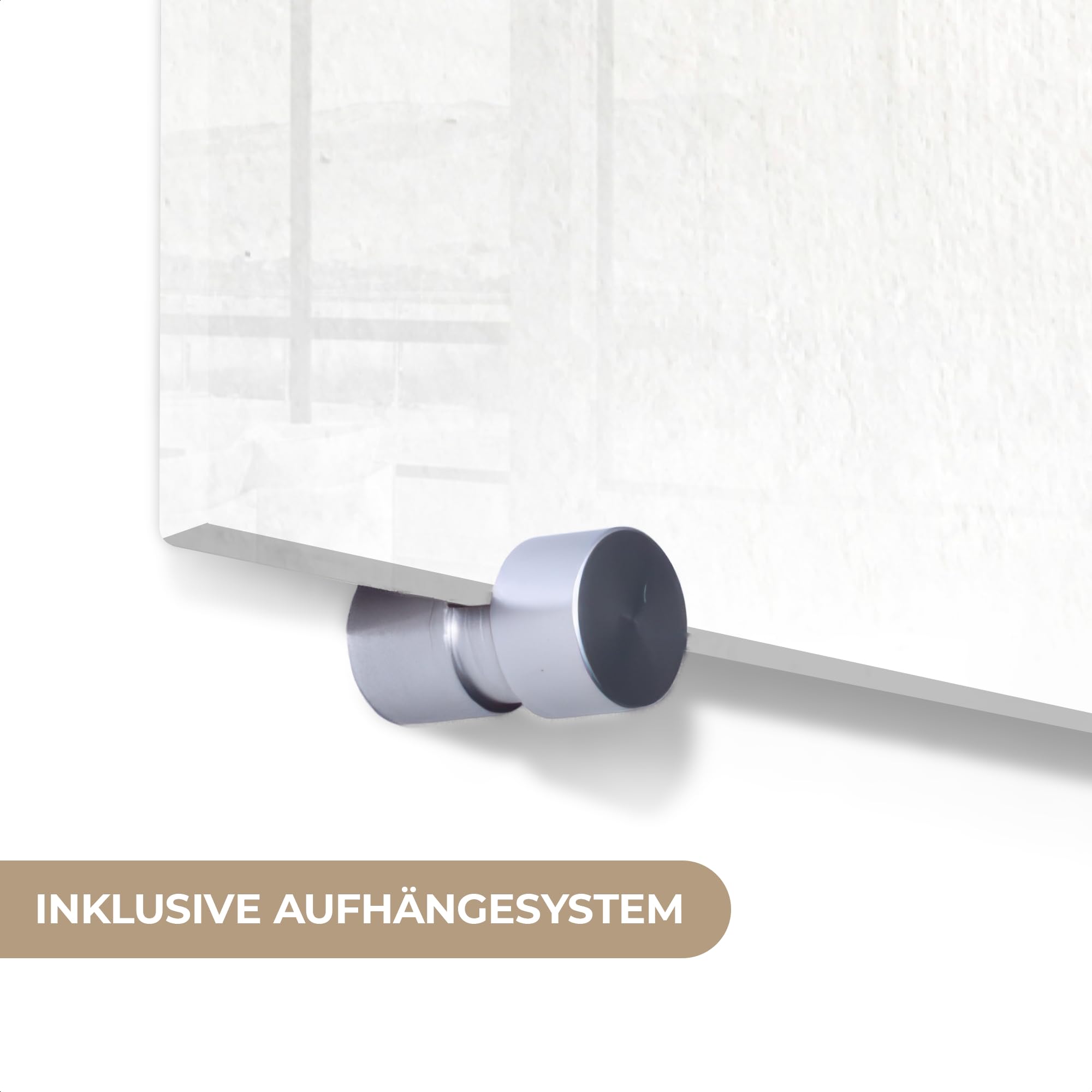 MuchoWow© Bild auf Glas Schlafzimmer Bilder Badezimmer Wand Deko Wohnzimmer | 40x60 cm - Modern Wanddeko Bilderwand Geschenk Abstrakt - Moderne Kunst - Beige