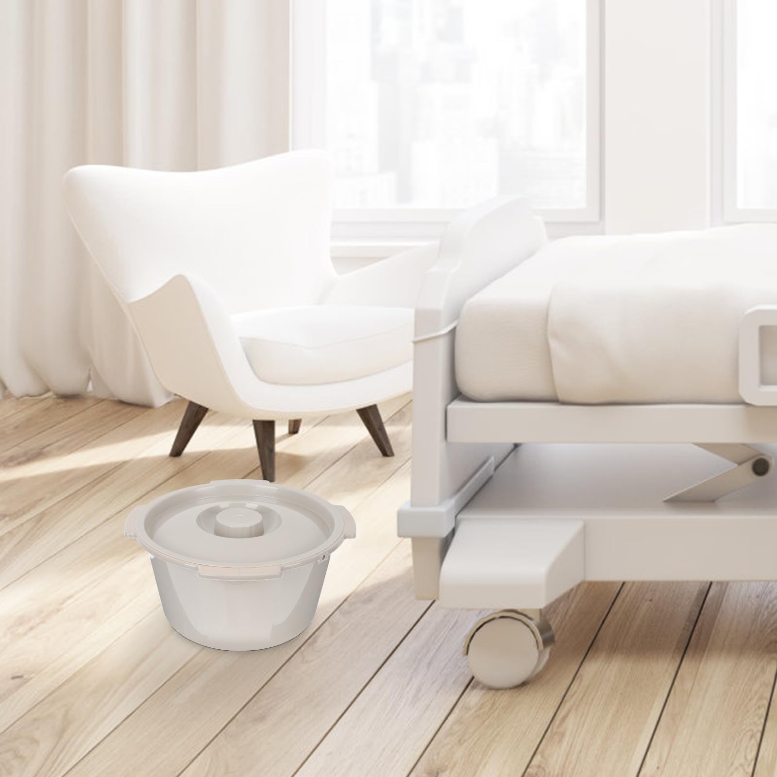 GALPADA Vaso da Notte Coperchio in Plastica PP per Anziani e Donne Incinte Accessori Bagno Pratico e Pulito per Uso Domestico e Cliniche