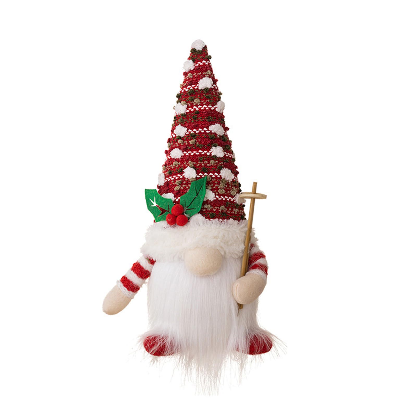 Buxuaaaa Red Christmas Faceless Dot Hat Plush Knitted Snowman Doll Christmas Doll Faceless Gift Decoration