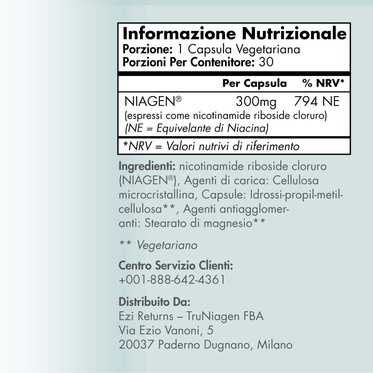 Tru Niagen Suplemento NAD de ribósido de nicotinamida, para reducir el cansancio y la fatiga, fórmula patentada, 30 unidades, 300 mg por porción (2 meses / 2 frascos)