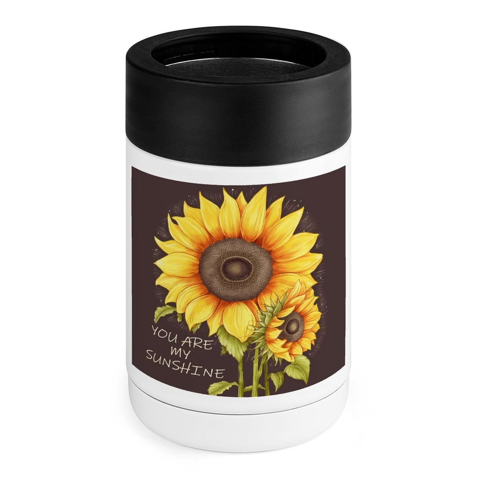 Stainless Steel Beverage Cooler with Silicone Sleeve, You are My Sunshine Sunflower Print Multipurpose Drink Chiller for Home, Office, and Outdoor Use