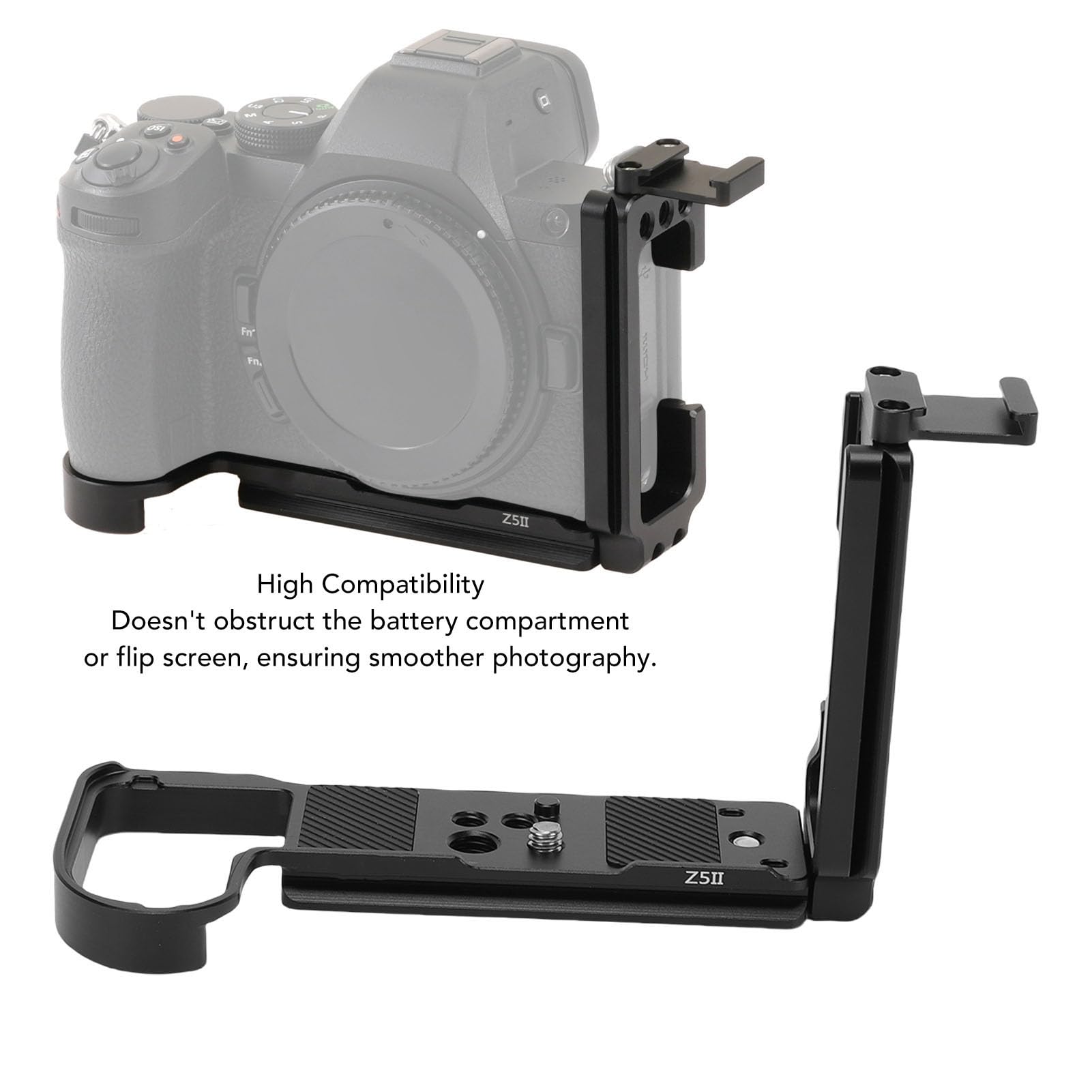 Piastra a Sgancio Rapido con Staffa a Forma di L per Fotocamera Z5II Universale per Sistemi di Stabilizzazione Ronin RS 2/3/4 Pro, con capacità di Espansione Multiinterfaccia