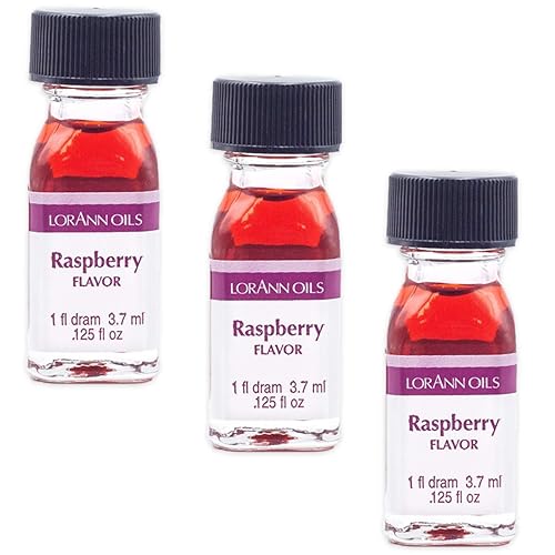 LorAnn Raspberry SS Flavor, 1 botella de dram (0.0125 fl oz - 0.1 fl oz - 1 cucharadita) - Paquete de 3 - incluye una receta