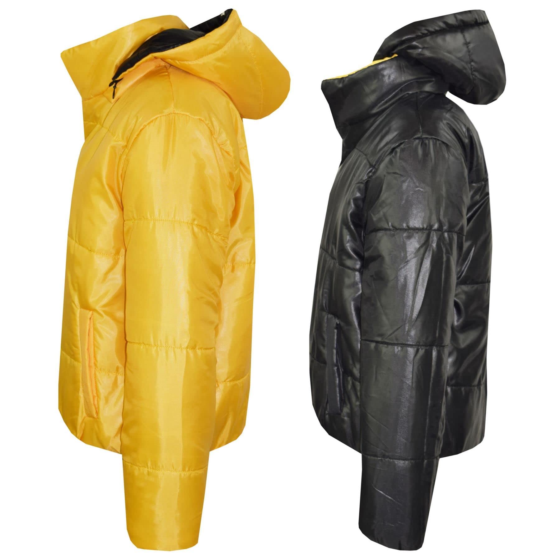 A2Z 4 Kids Dziewczyny Chłopcy Kurtka Dwustronna, Krótka, Z Kapturem, Wyściełana Podszewką Kurtki Puchowe - Reversible Jacket 492 Mustard 11-12.