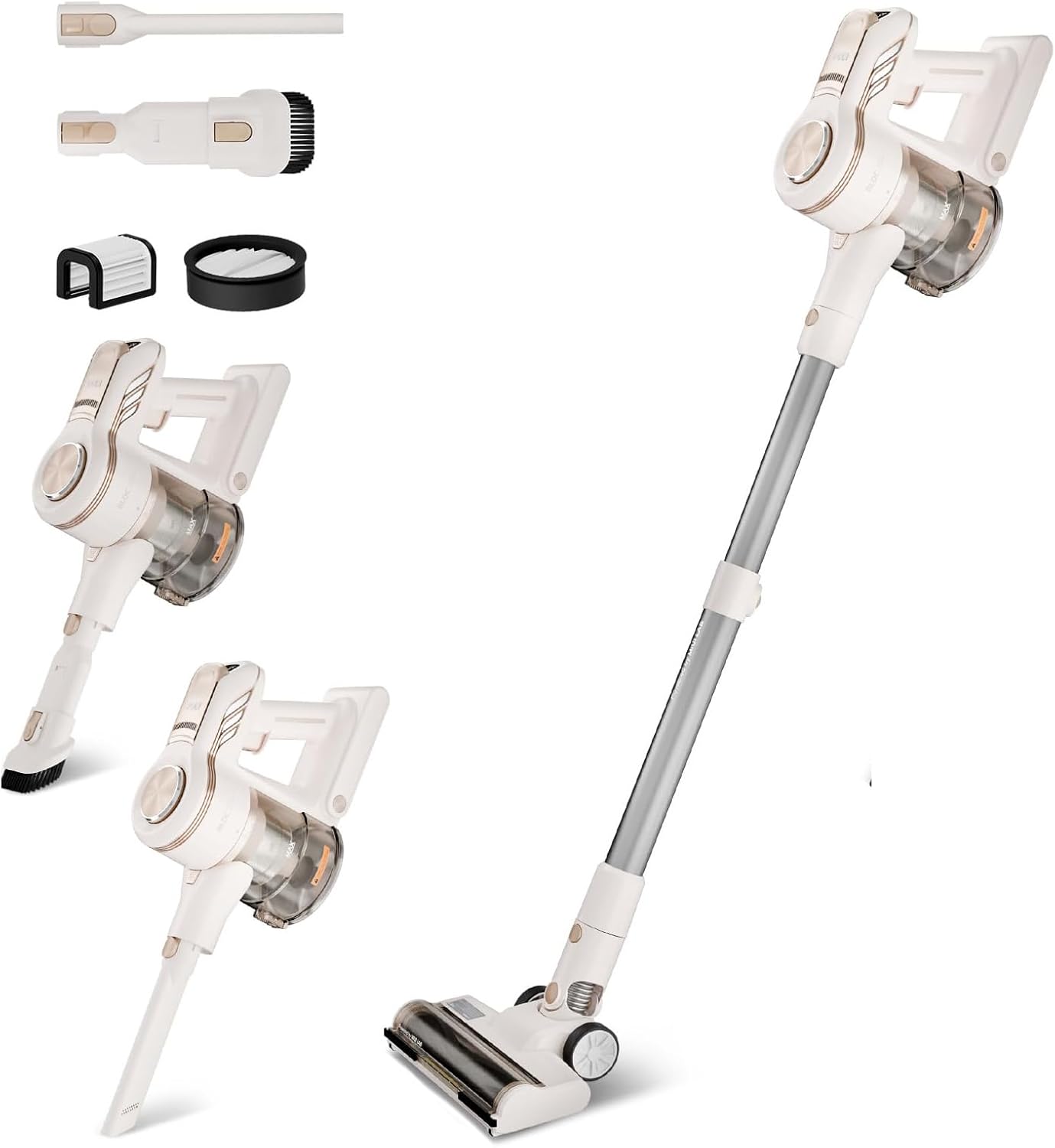 MIUI Cordless Upright Vacuum Cleaner, 45000Pa Powerful Suction with Brushless Motor, V-Shaped Anti-Hair Wrap Brush, Dual HEPA Filtration, Detachable Battery, for Carpet, Floor & Pet Hair