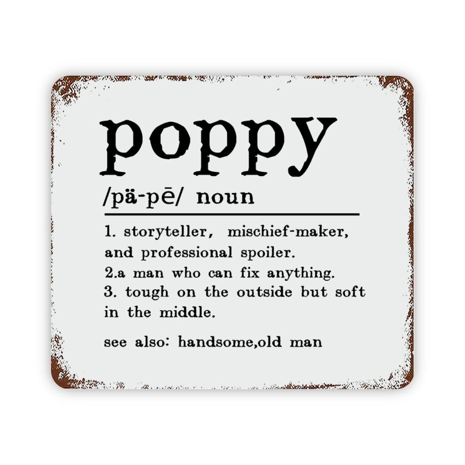 ENEDNATE Poppy Definition Dictionary Word Meaning Vintage Metal Sign 12x16 Inch Modern Quote Waterproof Aluminum Tin Signs for Indoor & Outdoor Home Decoration Wall Art Poster