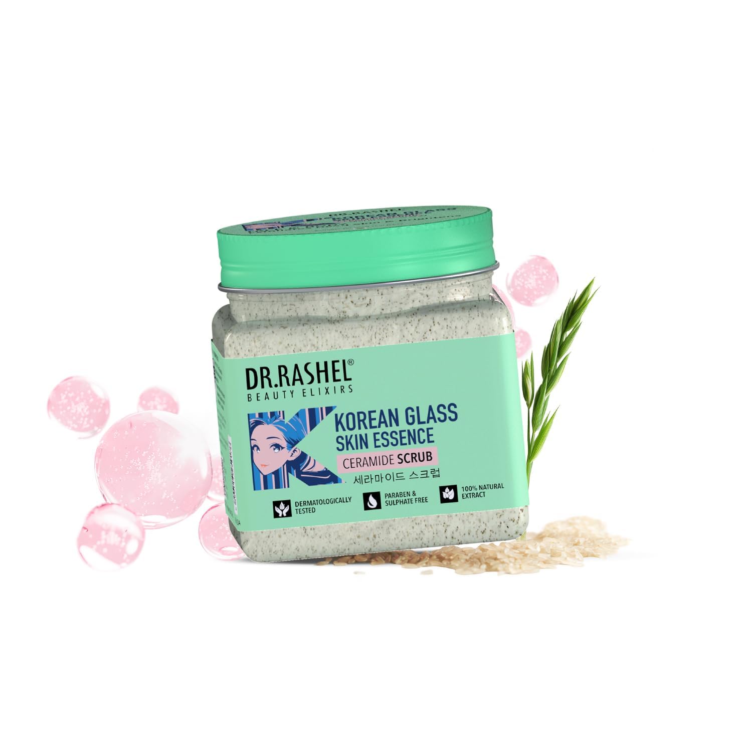 DR.RASHEL Korean Glass Skin Essence, Rice Water & Ceramide Face & Body Scrub, 380 ml-image-23