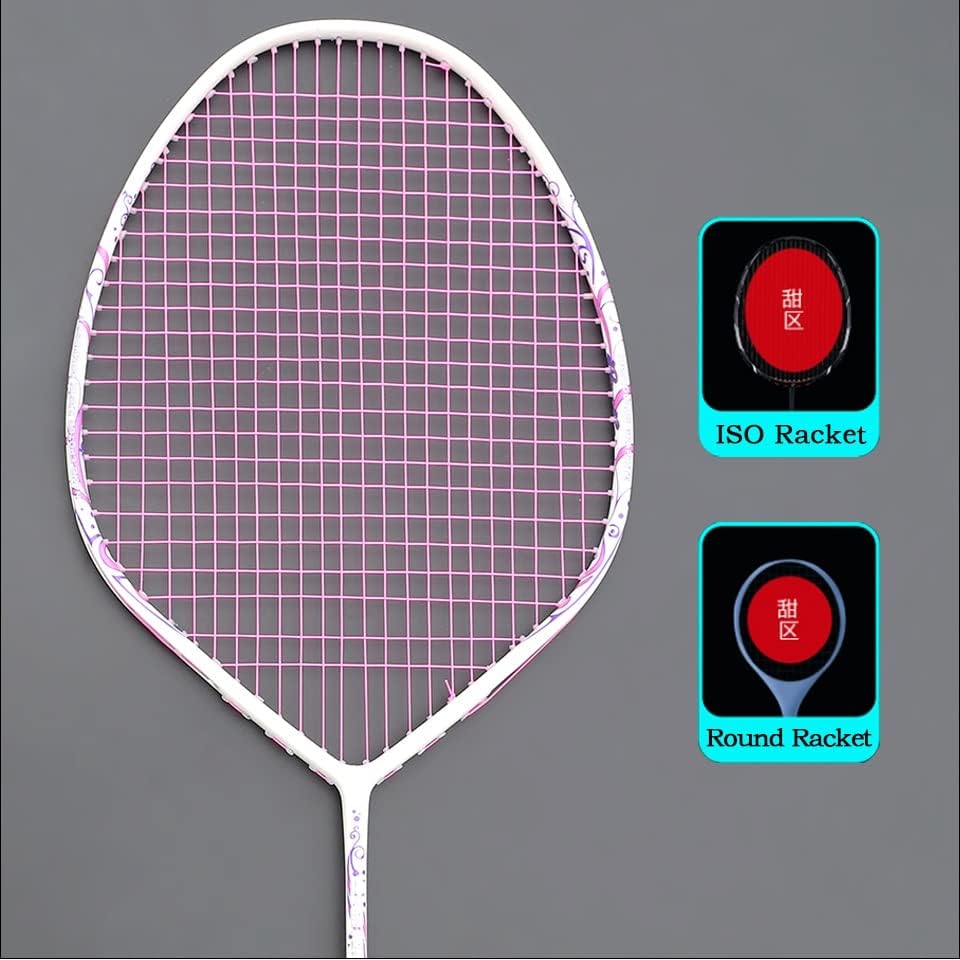 Miniatura 5 de JFGJL - Raquetas de bádminton de fibra de carbono en forma de V, ultraligeras 4U 80G, raqueta ofensiva de entrenamiento profesional para adultos