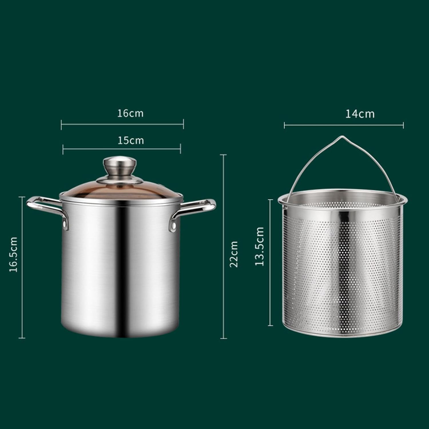 Stainless Steel Stockpot with Basket, Turkey Fryer Pot Cookware, Nonstick Universal Seafood Boil Pot, Heavy Duty Cooking Pot, no clamp
