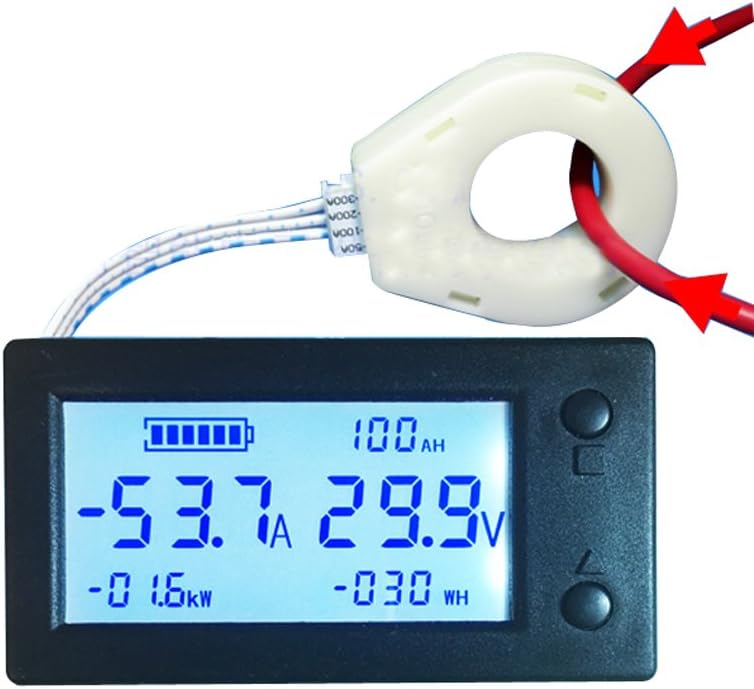 DC 300V ±100A Battery Monitor 6in1 Digital LCD Hall Sensor coulombmeter Voltmeter Ammeter Battery Voltage Current Capacity Power Meter Charge Discharge