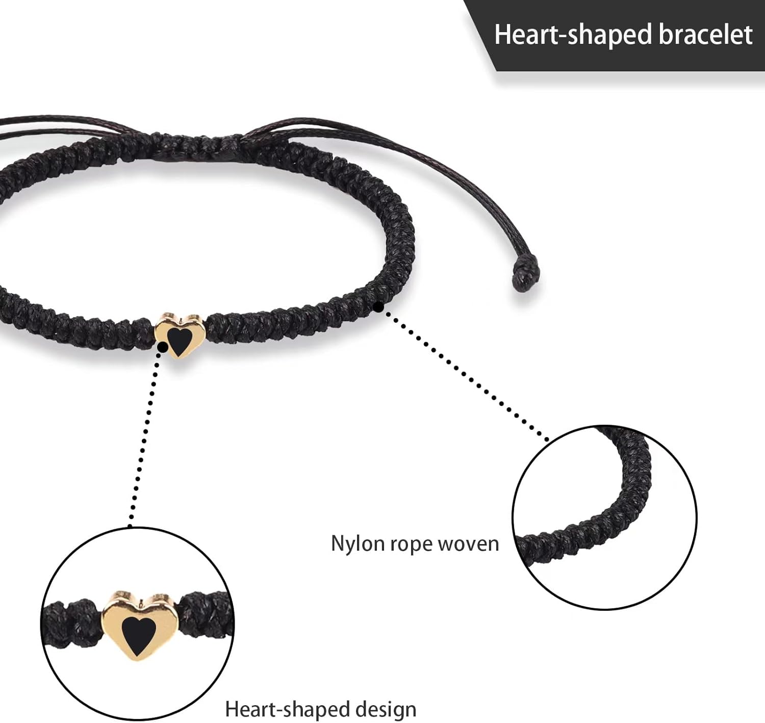 Initial Bracelets for Teen Girls Boys,Initial Bracelets A Letter Bracelets Charm Bracelets,Heart Initial Bracelets 26 Letters Adjustable Bracelets Birthday Graduation Mother's Day Gift(A) - Image 3